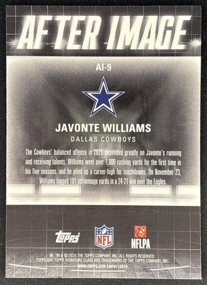 Javonte Williams 2025 Topps Signature Class After Image Cowboys Sports Trading Cards