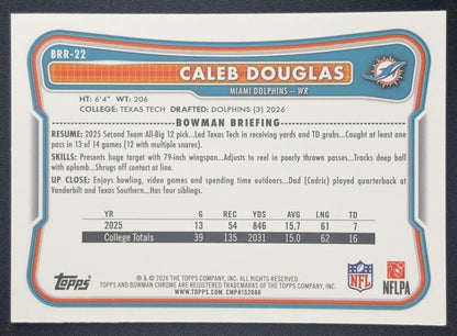Caleb Douglas 2026 Bowman Chrome Red RC Variation Dolphins Rookie