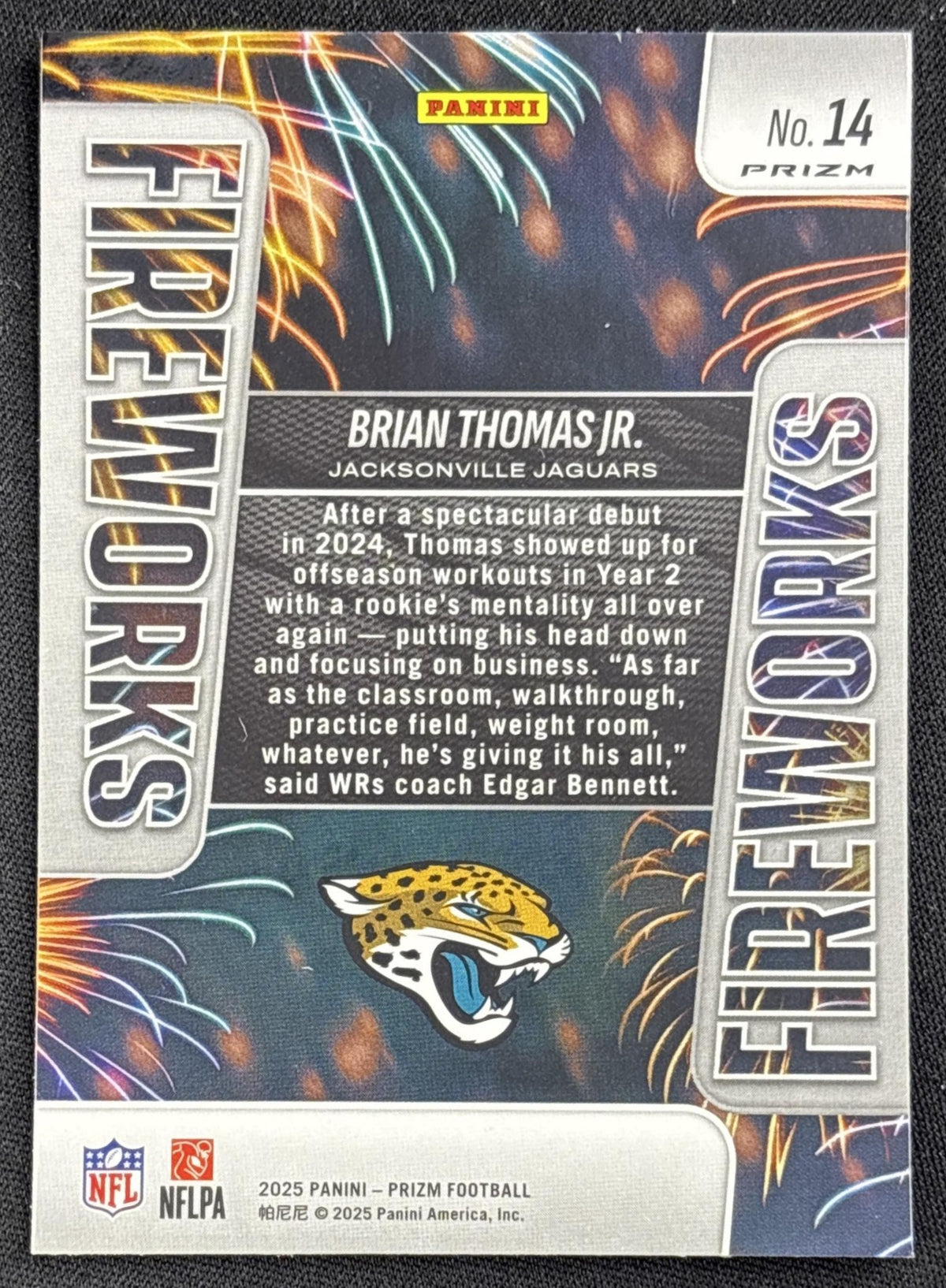 Brian Thomas Jr. 2025 Panini Prizm Fireworks No Huddle Jaguars