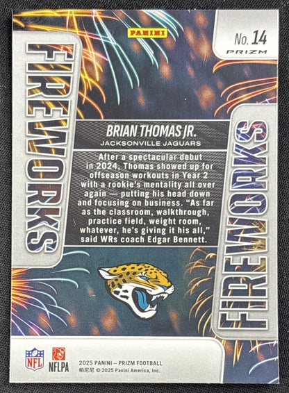 Brian Thomas Jr. 2025 Panini Prizm Fireworks No Huddle Jaguars