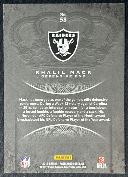 Khalil Mack 2017 Panini Crown Royale Bronze /299 Raiders back