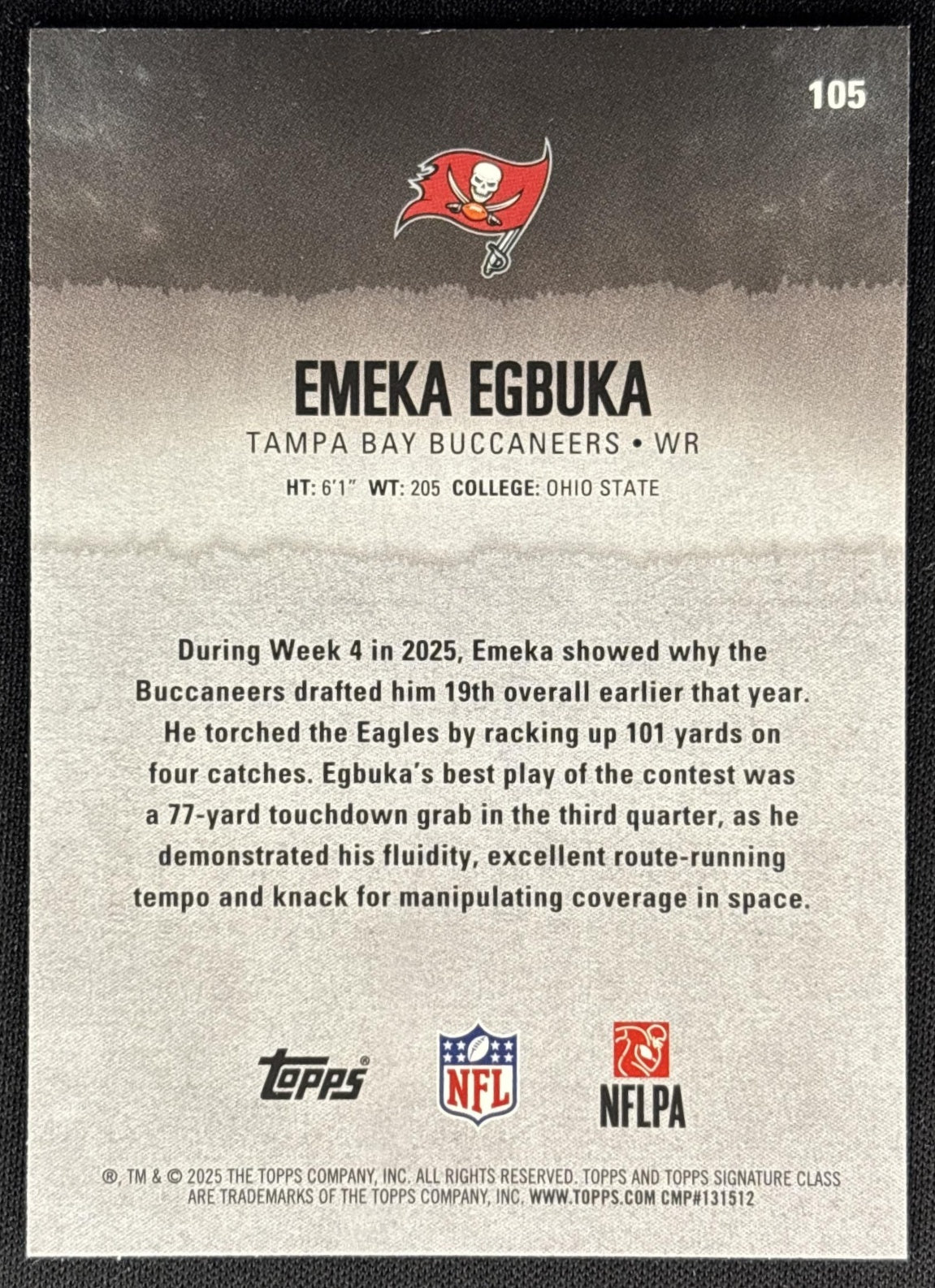 Emeka Egbuka 2025 Topps Signature Class Rookie Buccaneers Sports Trading Cards
