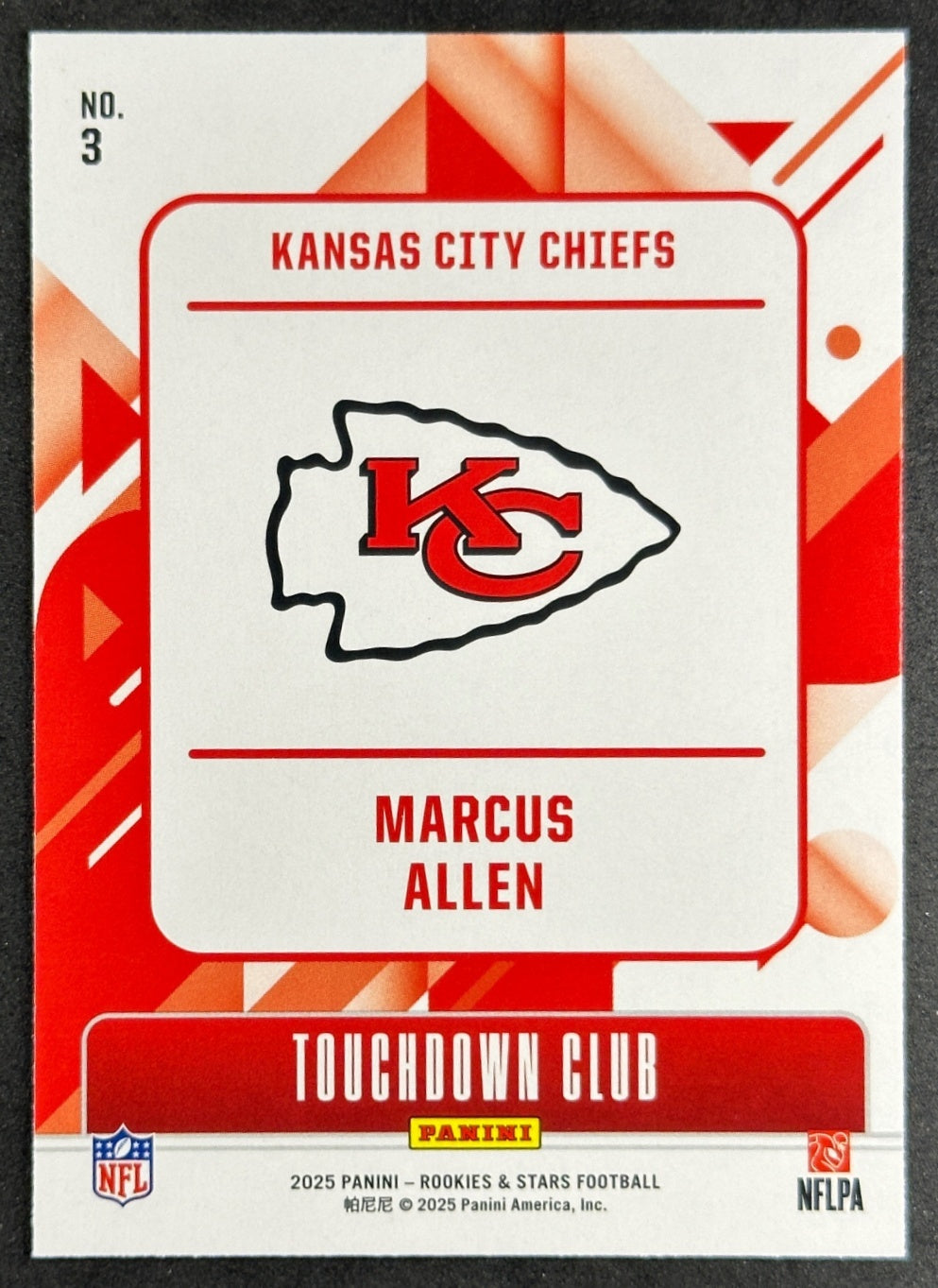 Marcus Allen 2025 Panini Rookies & Stars Touchdown Club Chiefs Sports Trading Cards
