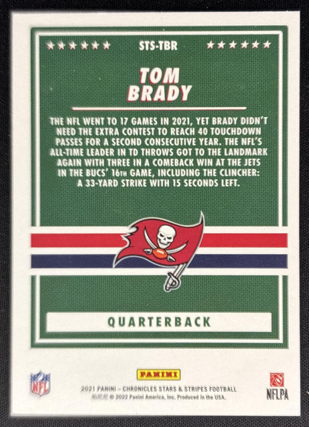 Tom Brady 2021 Panini Chronicles Stars and Stripes Buccaneers Sports Trading Cards