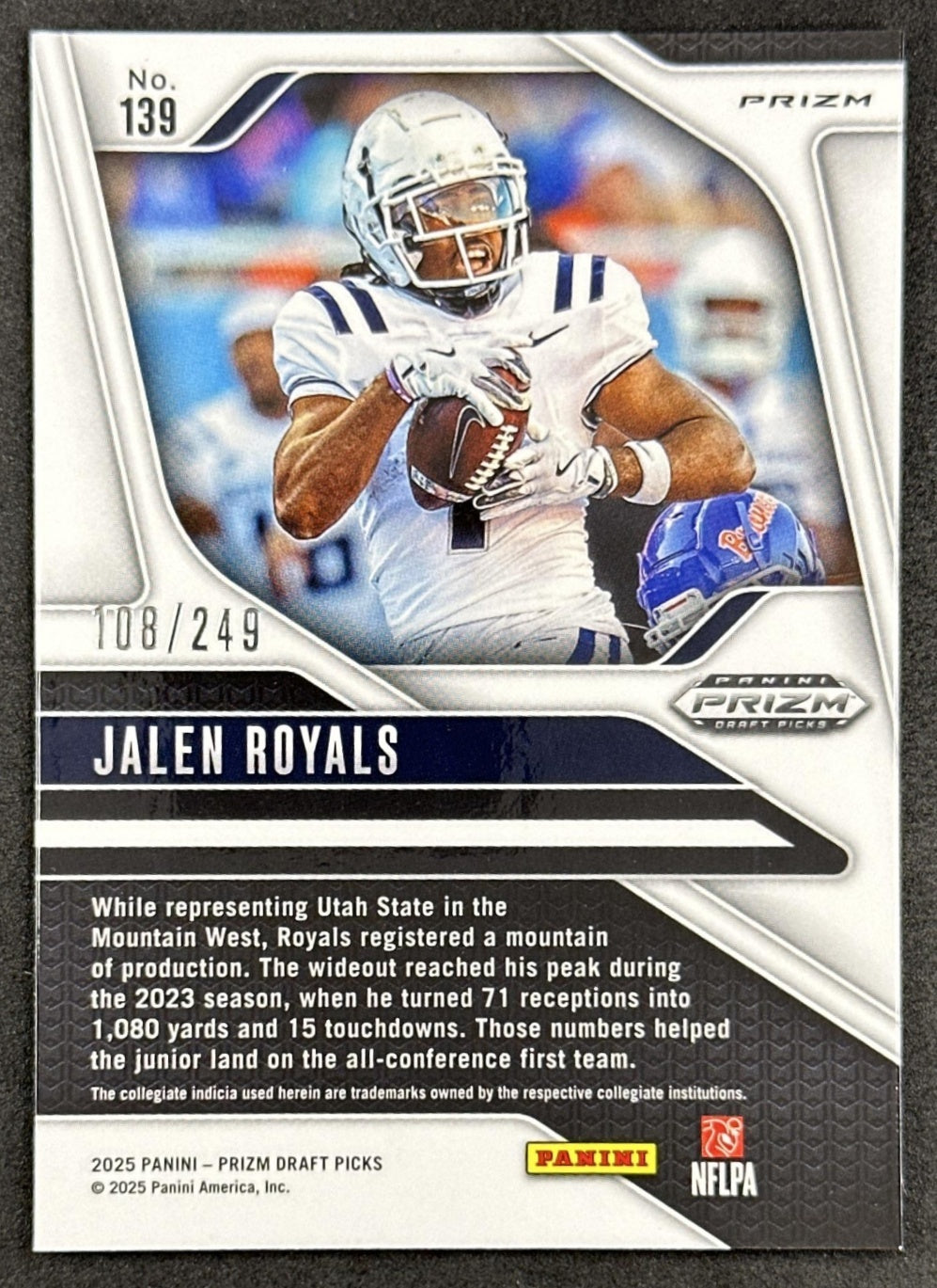 Jalen Royals 2025 Panini Prizm Draft Picks Blue /249 Chiefs back