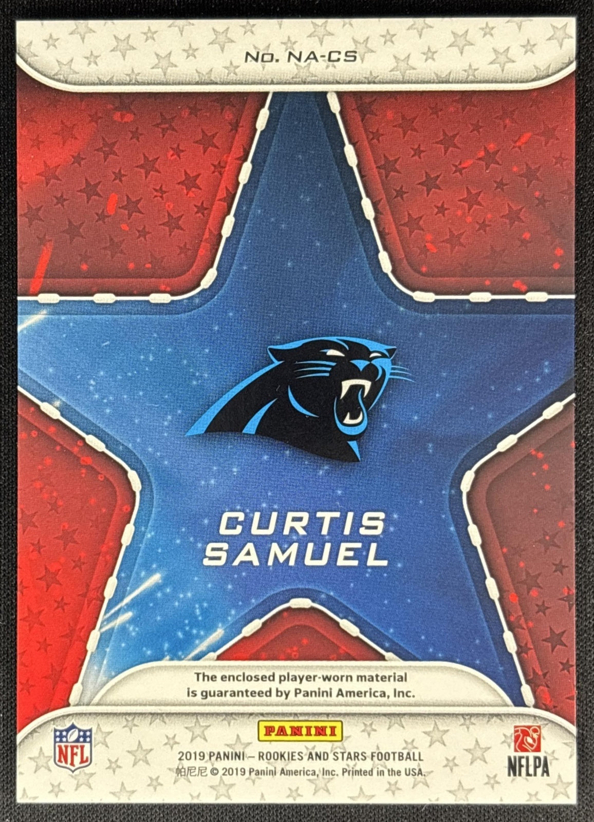 Curtis Samuel 2019 Panini Rookies & Stars NFL Authentic Panthers back