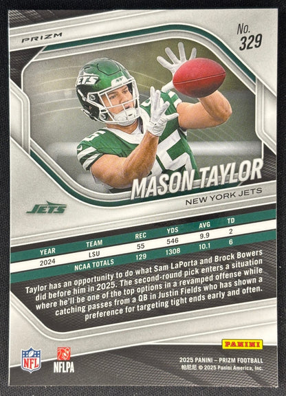 Mason Taylor 2025 Prizm Purple Pulsar Jets - Back