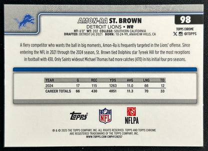 Amon-Ra St. Brown 2025 Topps Chrome Lions Sports Trading Cards