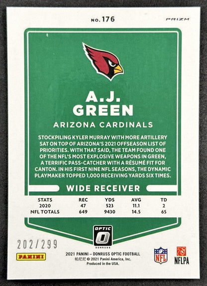 A.J. Green 2021 Panini Donruss Optic Wave /299 Cardinals back