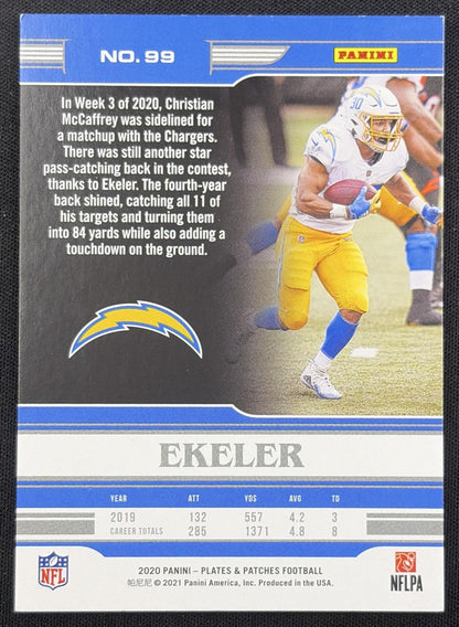 Austin Ekeler 2020 Panini Plates & Patches Blue /60 Chargers