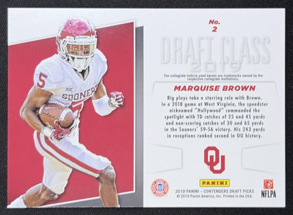 Marquise Brown 2019 Panini Contenders Draft Picks Collegiate Class Fame /5 Sooners back