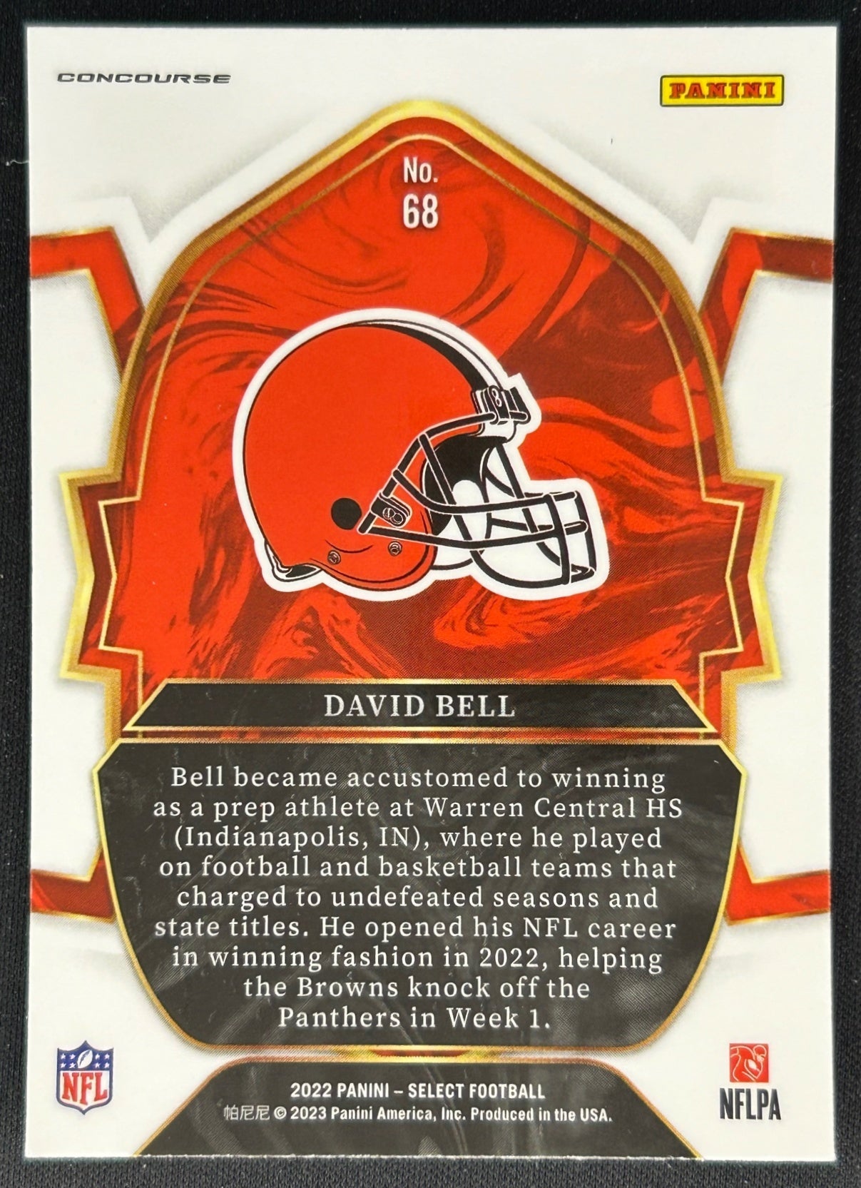 David Bell Select Concourse Cleveland Browns Sports Trading Cards