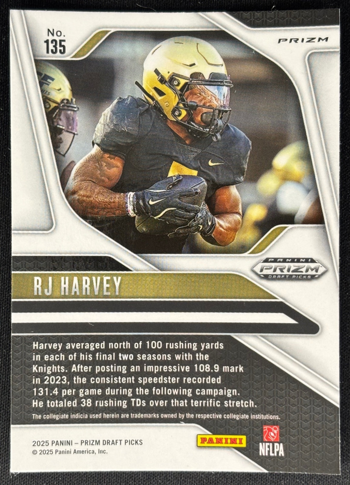 RJ Harvey 2025 Prizm Draft Picks Red Ice Knights - back