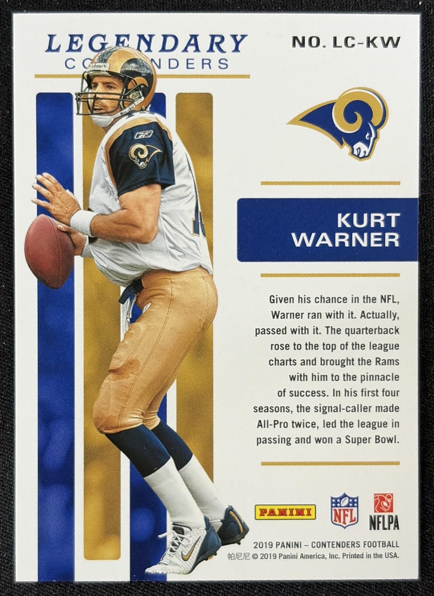 Kurt Warner 2019 Panini Contenders Legendary Rams
