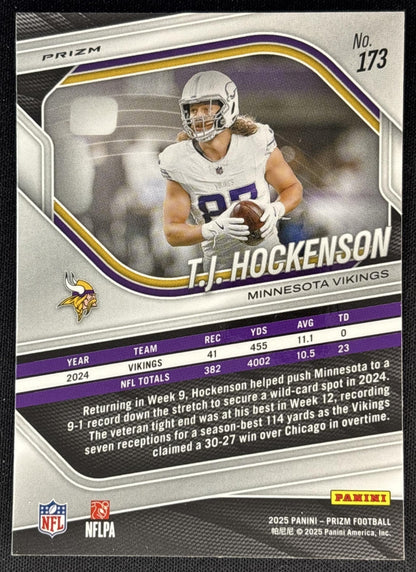 T.J. Hockenson 2025 Panini Prizm Neon Green Pulsar Vikings - Minnesota Vikings