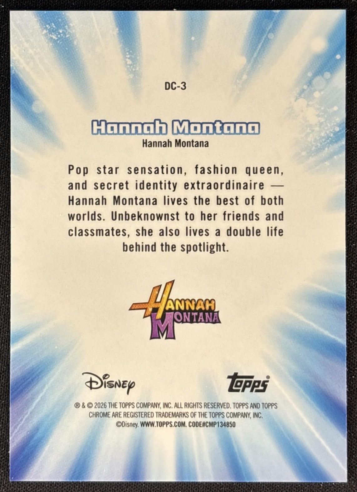 Hannah Montana 2026 Topps Chrome Disney Channel Movie Back
