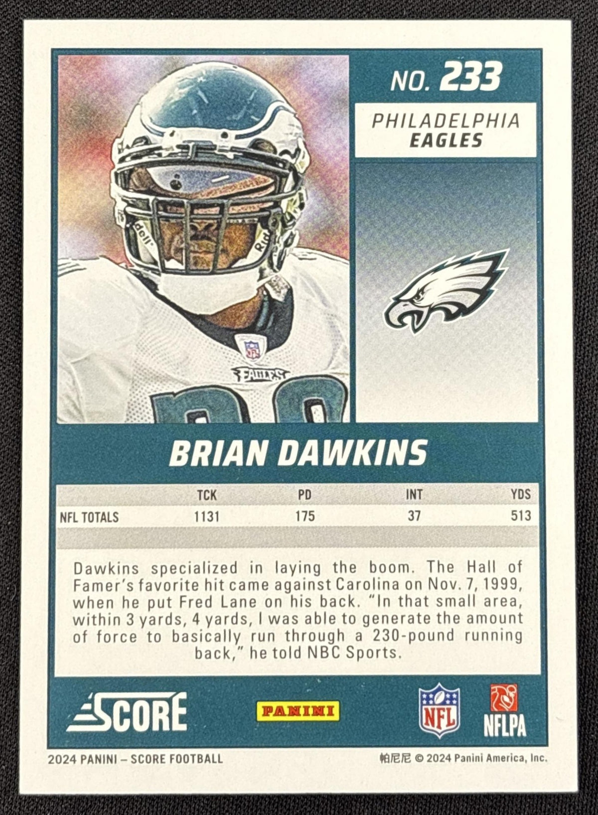 Brian Dawkins 2024 Panini Score Dots Gold /240 Eagles