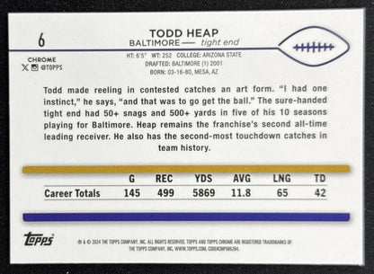 Todd Heap 2024 Topps Chrome Green Geometric Refractor /99 Ravens Sports Trading Card