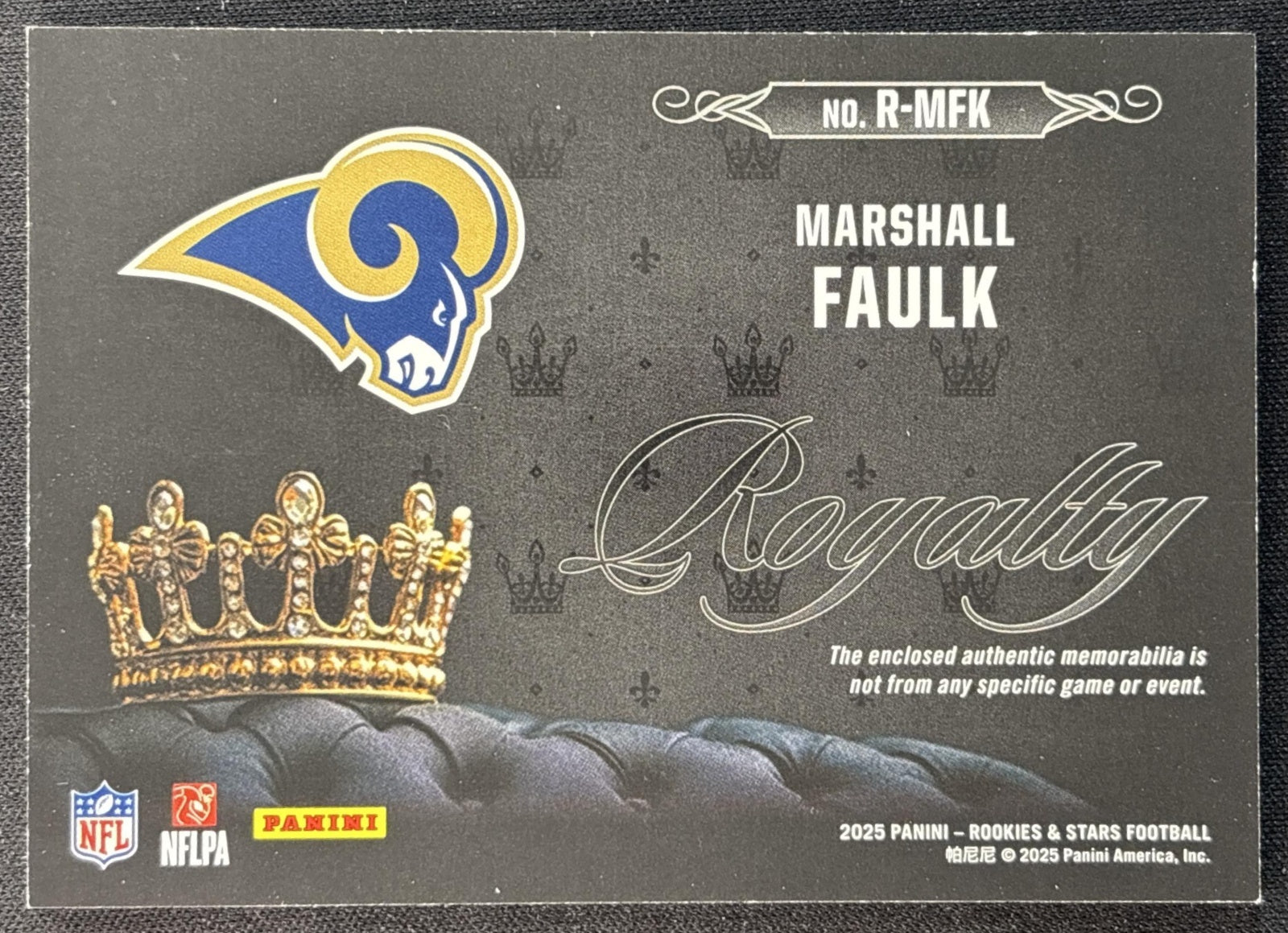Marshall Faulk 2025 Panini Rookies & Stars Royalty Preferred Rams