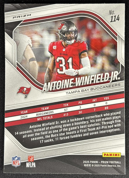 Antoine Winfield Jr. 2025 Panini Prizm Neon Green Pulsar Buccaneers Sports Trading Card