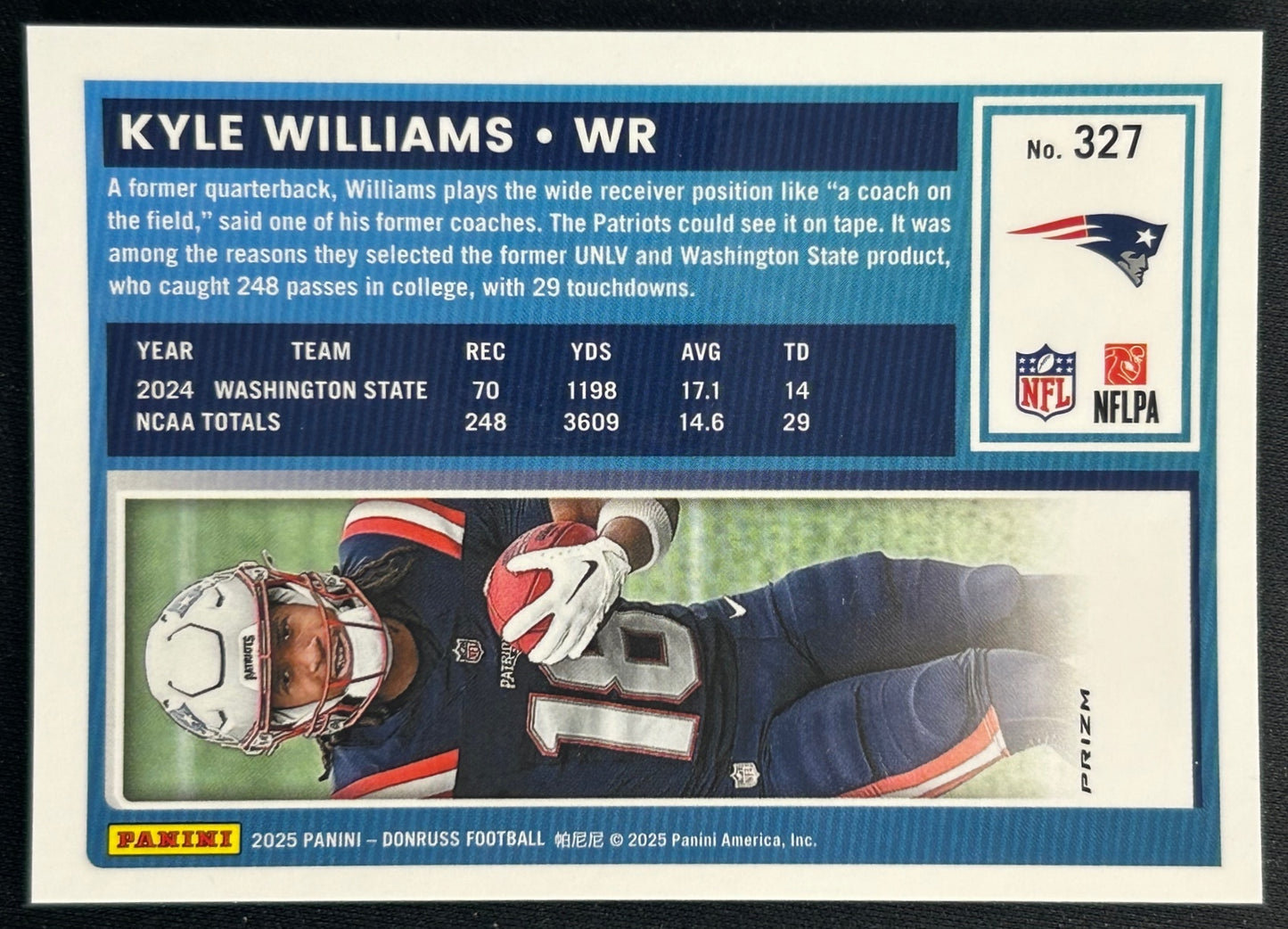 Kyle Williams 2025 Donruss Optic Rated Rookie Preview Pink Patriots Sports Trading Card