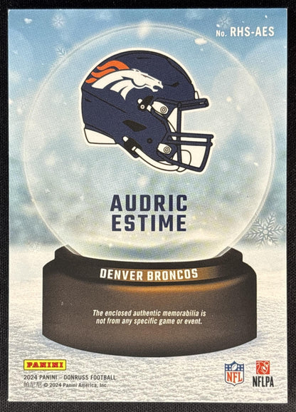 Audric Estime 2024 Panini Donruss Rookie Holiday Sweater Broncos back