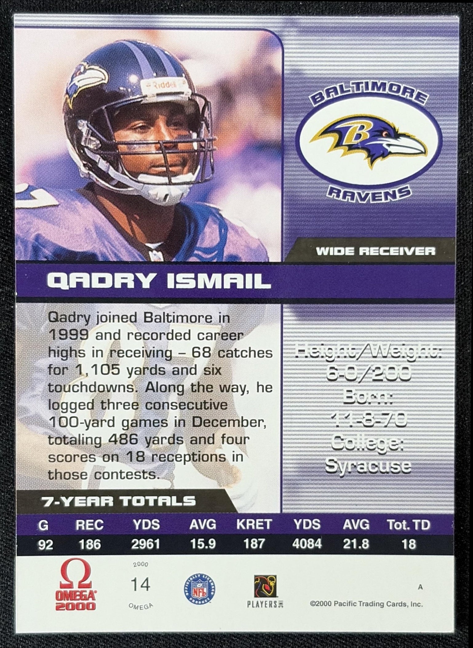 Qadry Ismail 2000 Pacific Omega Ravens