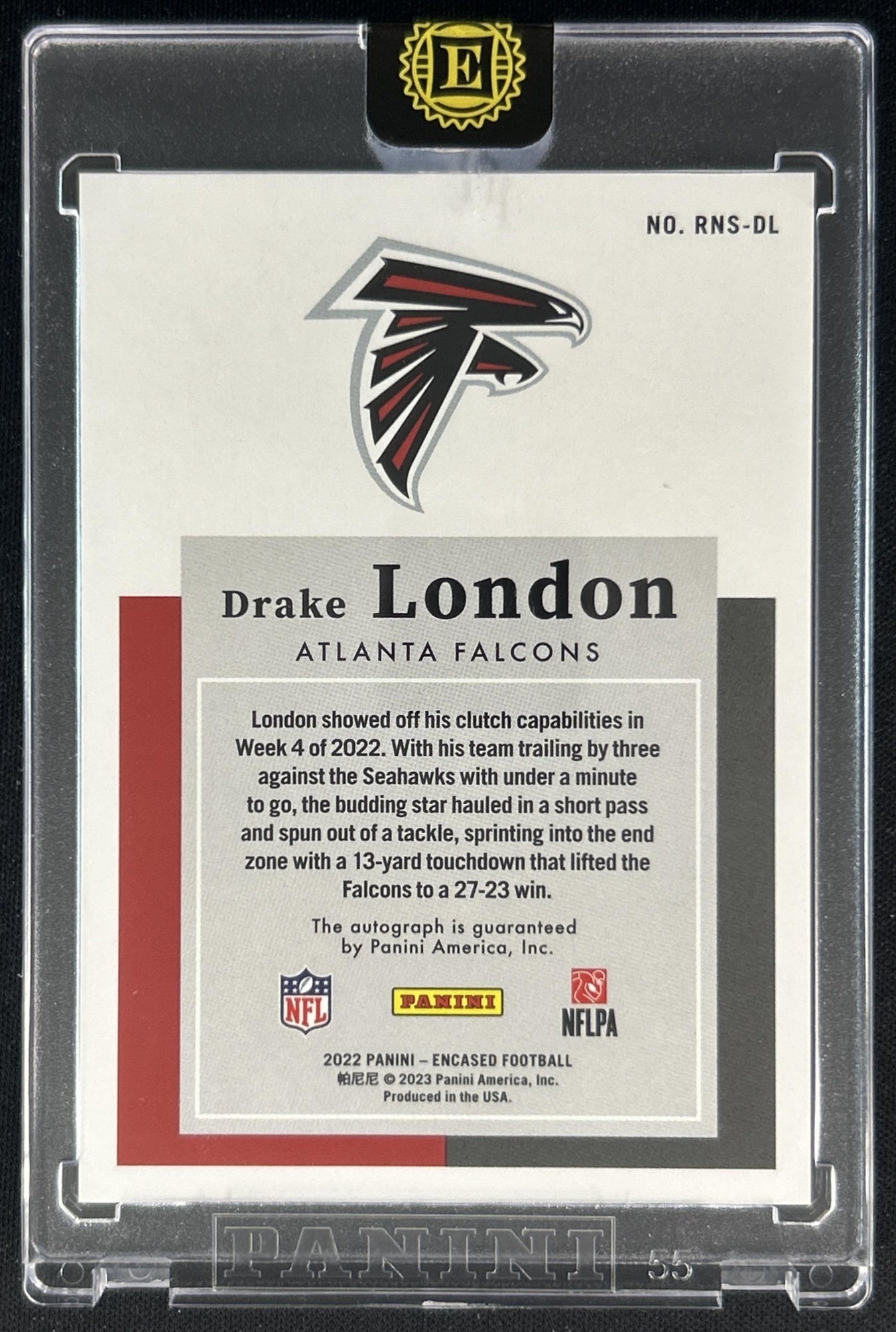 Drake London 2022 Panini Encased Rookie Notable Signatures Gold /25 Falcons Sports Trading Cards