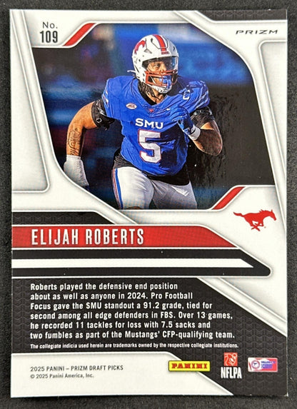 Elijah Roberts 2025 Panini Prizm Draft Picks Purple Wave Mustangs Buccaneers