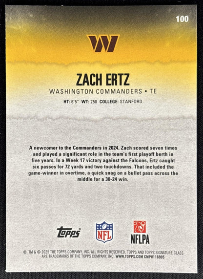 Zach Ertz 2025 Topps Signature Class Chrome Veteran Commanders Sports Trading Cards