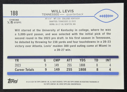 Will Levis 2024 Topps Chrome Sapphire Edition Orange Refractor /25 Titans