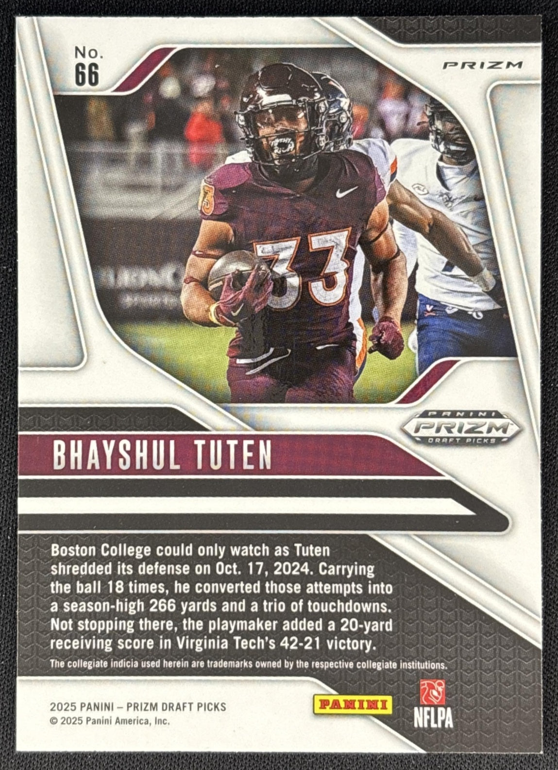 Bhayshul Tuten 2025 Panini Prizm Draft Picks Gold Ice Jaguars back