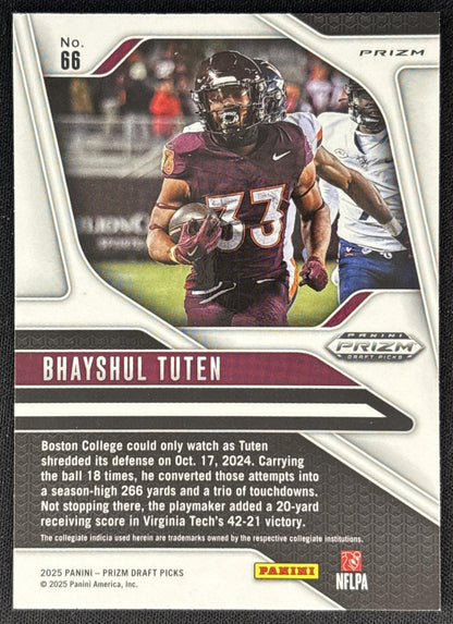 Bhayshul Tuten 2025 Panini Prizm Draft Picks Gold Ice Jaguars back