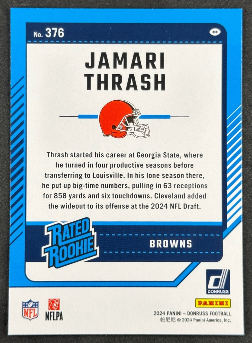 Jamari Thrash 2024 Donruss Rated Rookie Browns Sports Trading Cards