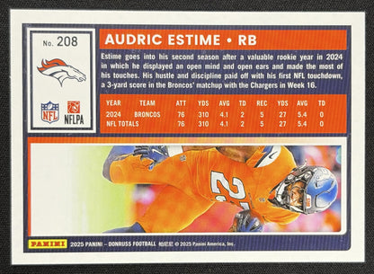 Audric Estime 2025 Panini Donruss Season Stat Line /500 Broncos