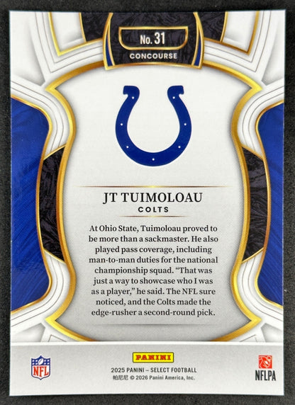 JT Tuimoloau 2025 Select Concourse Colts Sports Trading Cards