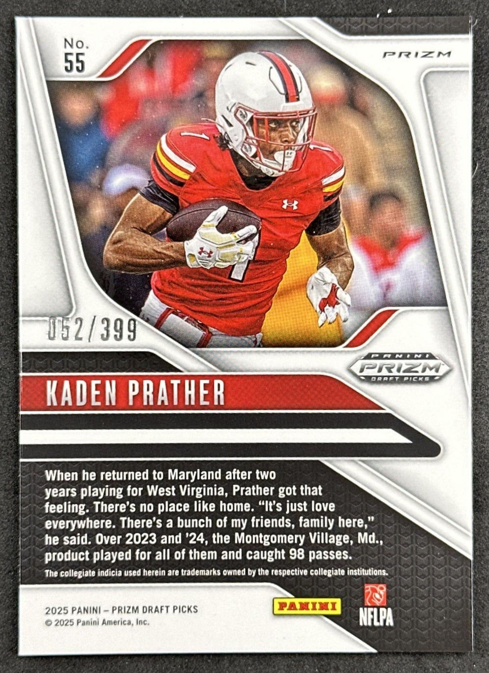 Kaden Prather 2025 Panini Prizm Draft Picks Red /399 Bills back