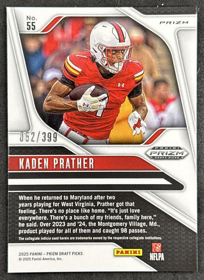 Kaden Prather 2025 Panini Prizm Draft Picks Red /399 Bills back
