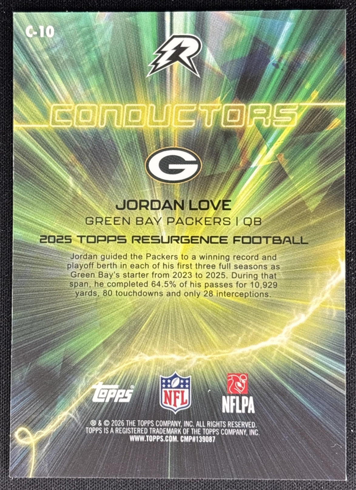 Jordan Love 2025 Topps Resurgence Conductors Packers