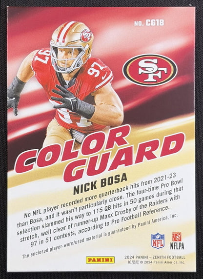 Nick Bosa 2024 Panini Zenith Color Guard 49ers San Francisco 49ers back