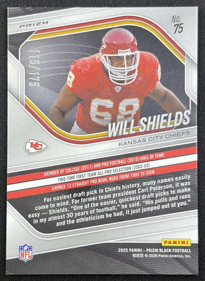 Will Shields 2025 Panini Prizm Black White /175 Chiefs