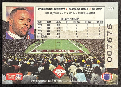 Cornelius Bennett 1994 Collector's Edge Boss Squad Silver Bills back