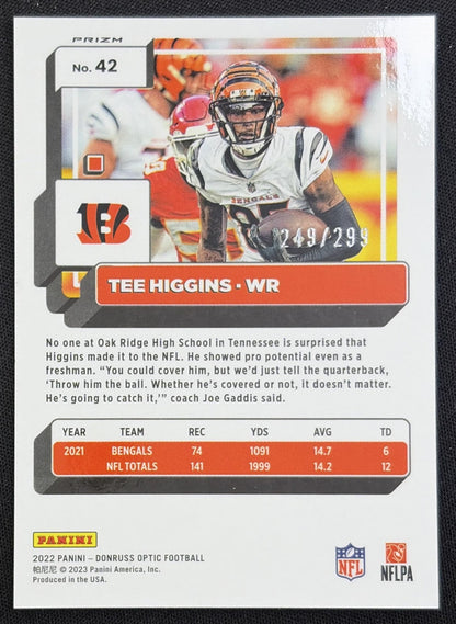 Tee Higgins 2022 Panini Donruss Optic Aqua /299 Bengals