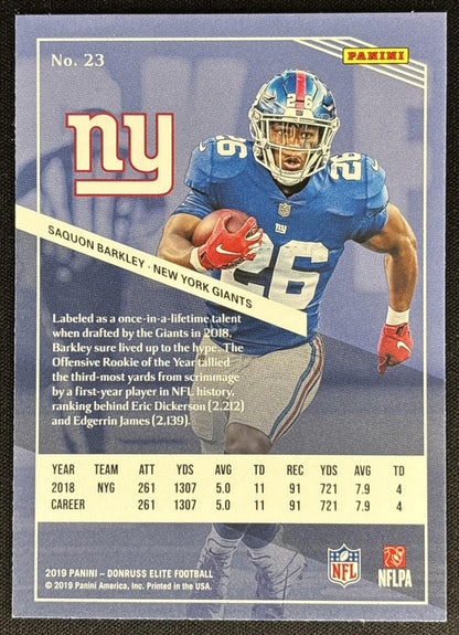 Saquon Barkley 2019 Panini Donruss Elite Giants Sports Trading Card