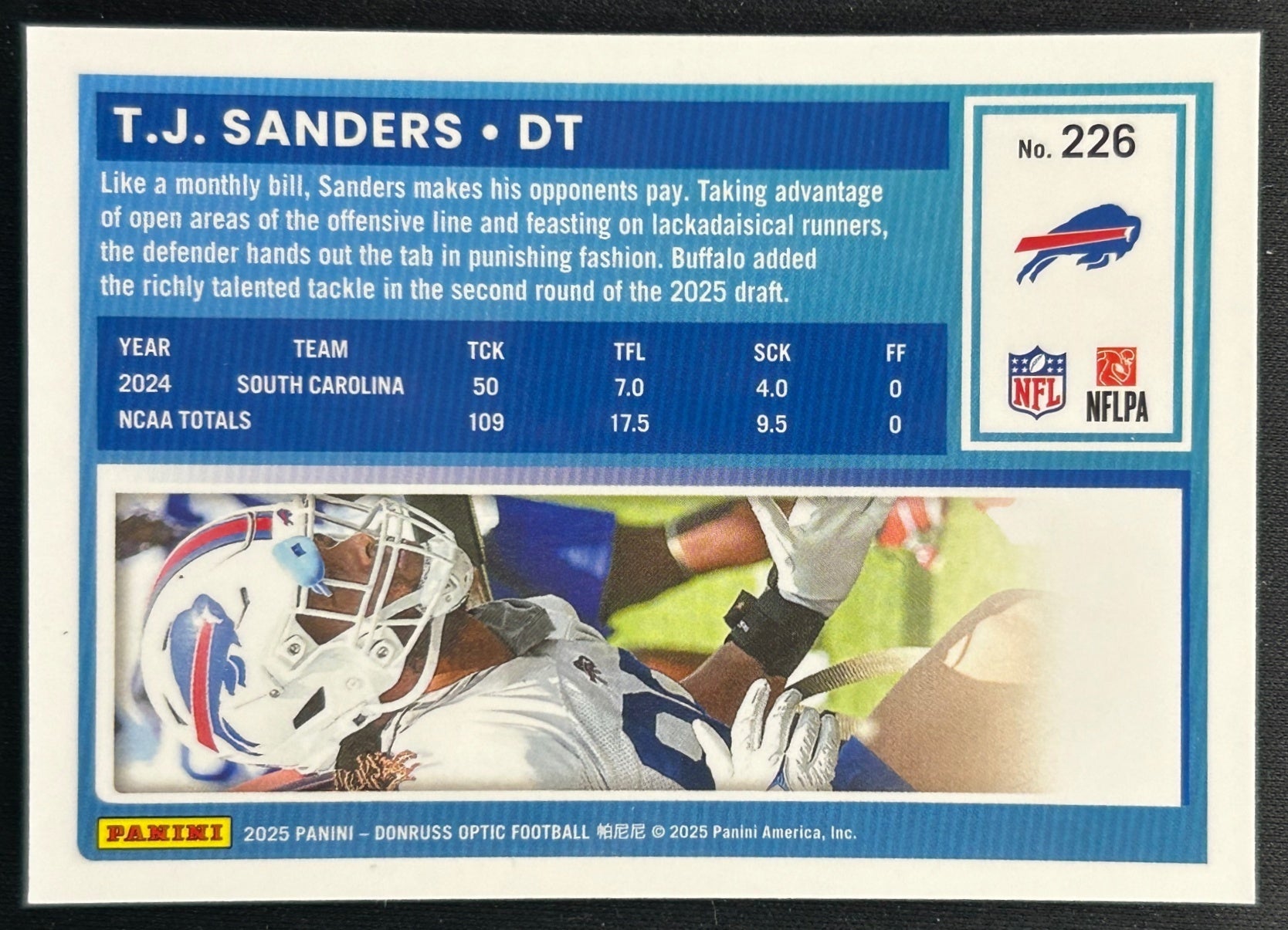 T.J. Sanders Optic Rated Rookie Buffalo Bills Sports Trading Cards