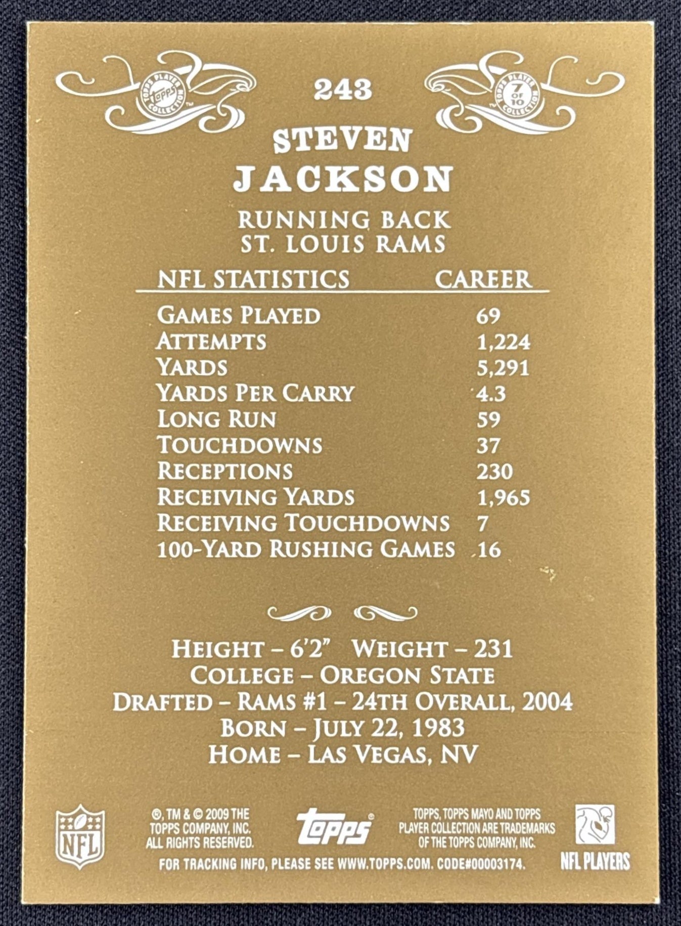 Steven Jackson 2009 Topps Mayo Rams