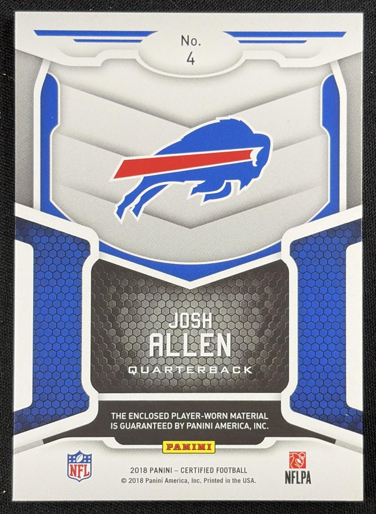 Josh Allen 2018 Panini Certified New Generation Jerseys Mirror Blue /50 Bills Sports Trading Card