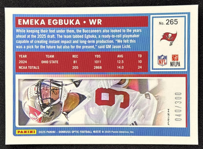 Emeka Egbuka 2025 Panini Donruss Optic Rated Rookie Wave Prizm /300 Buccaneers