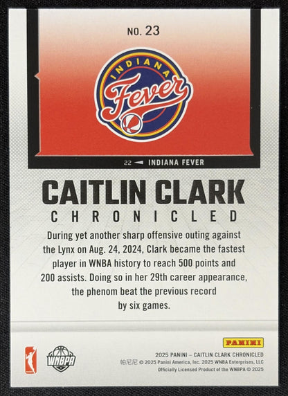 Caitlin Clark 2025 Panini Chronicled WNBA Holo Fever 23
