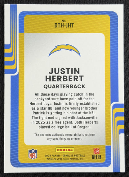 Justin Herbert 2025 Panini Donruss Threads Chargers - Back